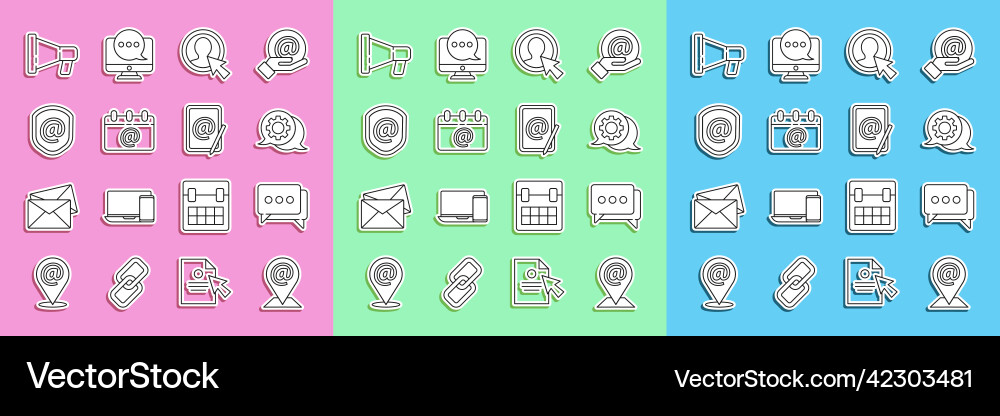 Set line location and mail e-mail speech Set line location and mail e-mail speech vector image