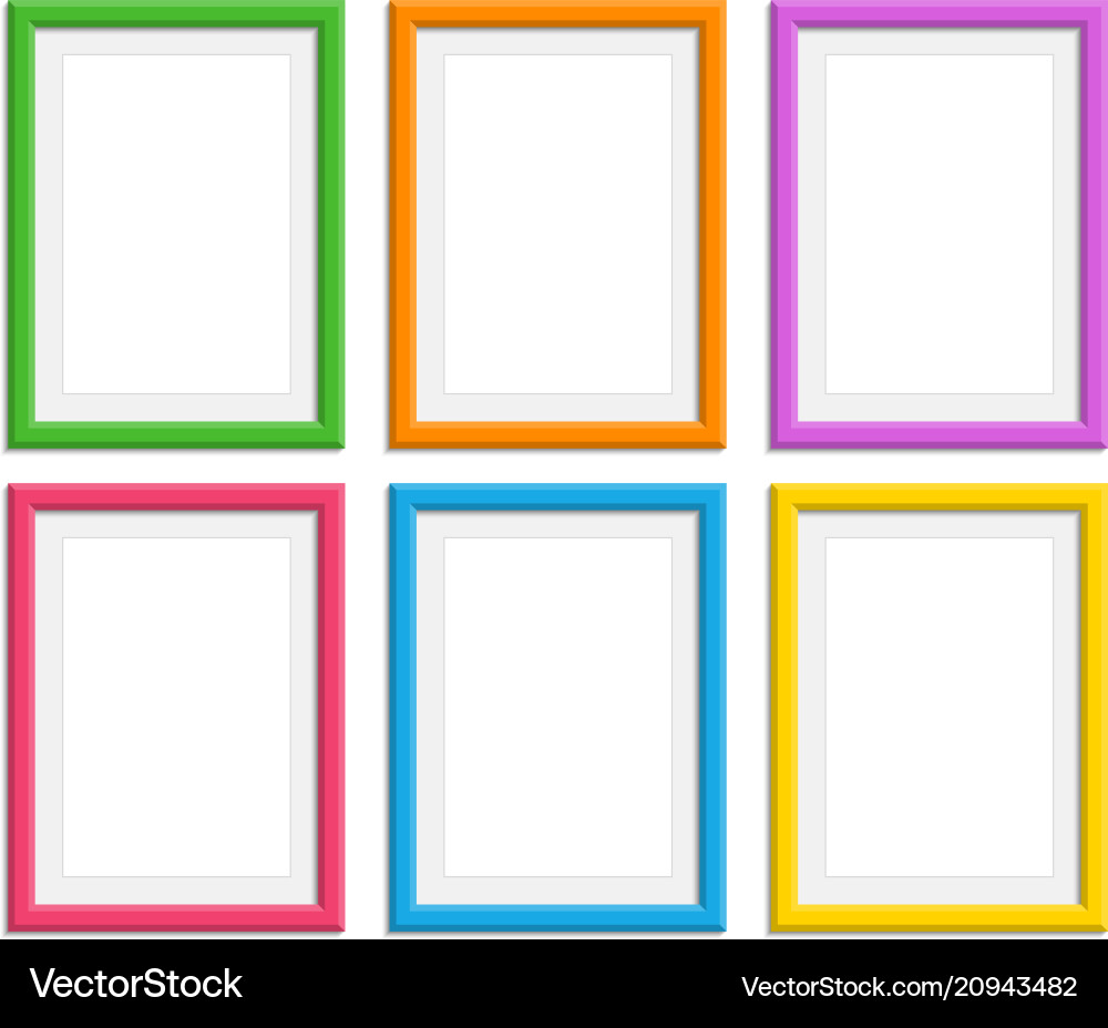 Colored photo frames set Royalty Free Vector Image