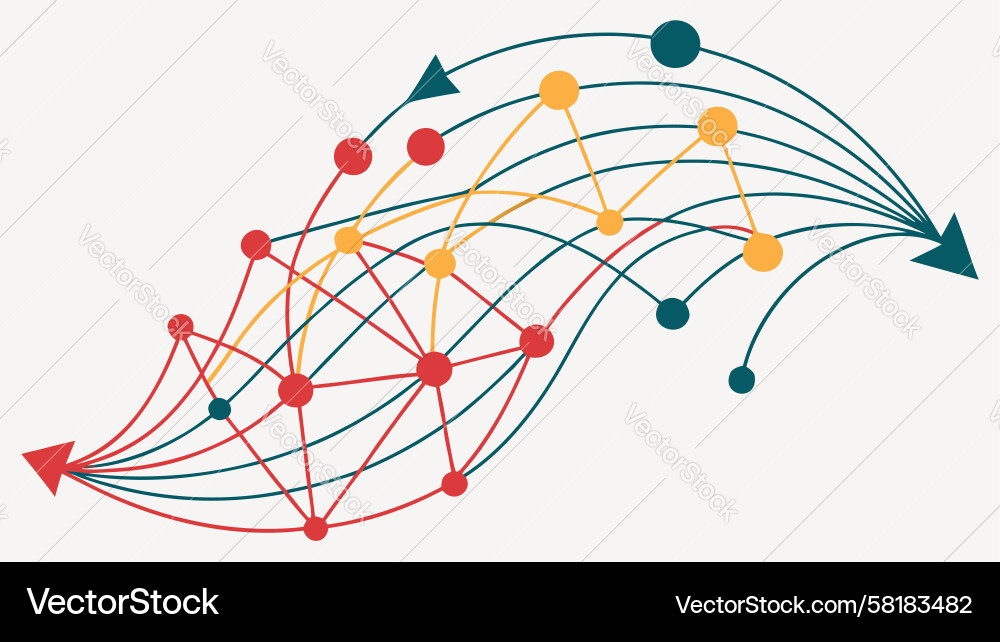 Dynamic Data Network Growth Vector Image