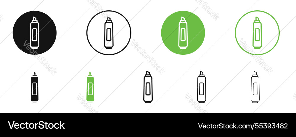 Highlighter icons in black and green colors Highlighter icons in black and green colors vector image