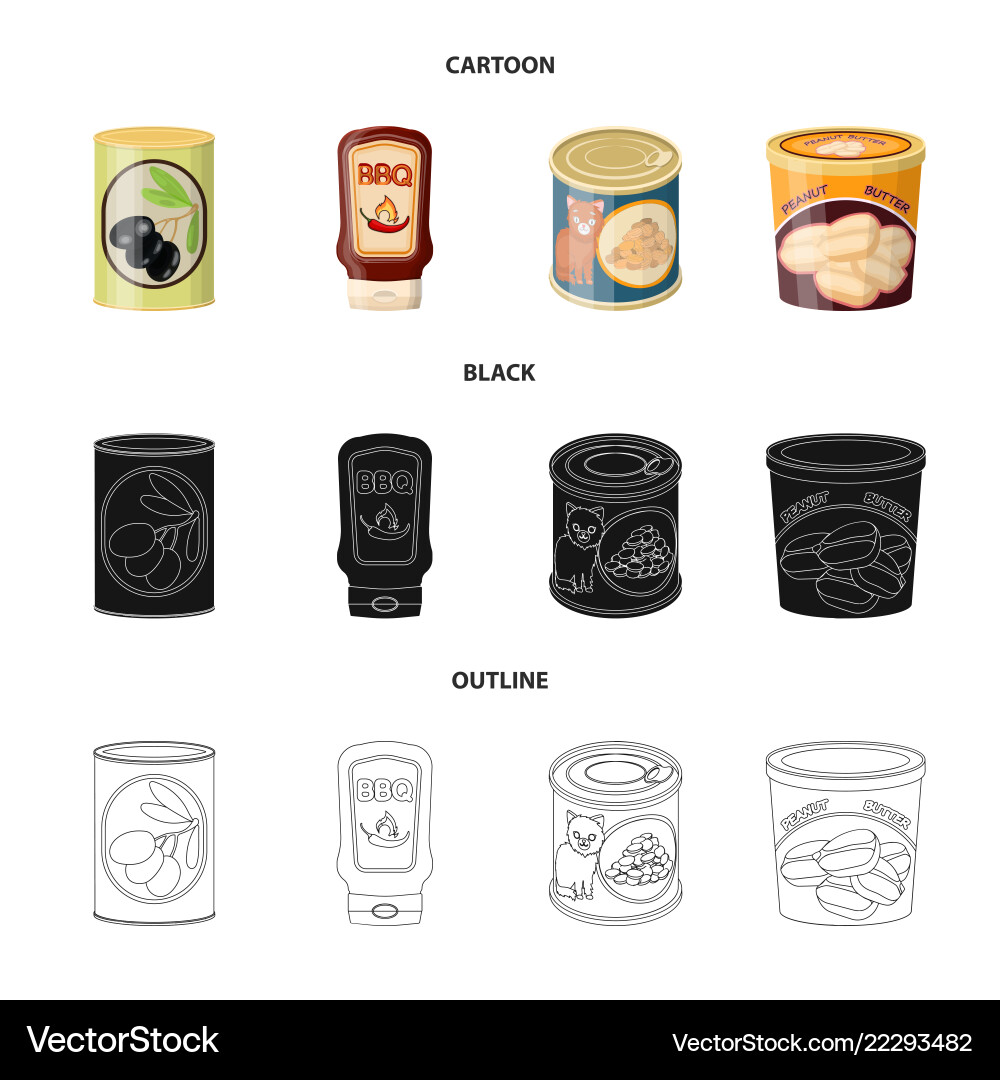 Isolated object of can and food symbol collection Vector Image