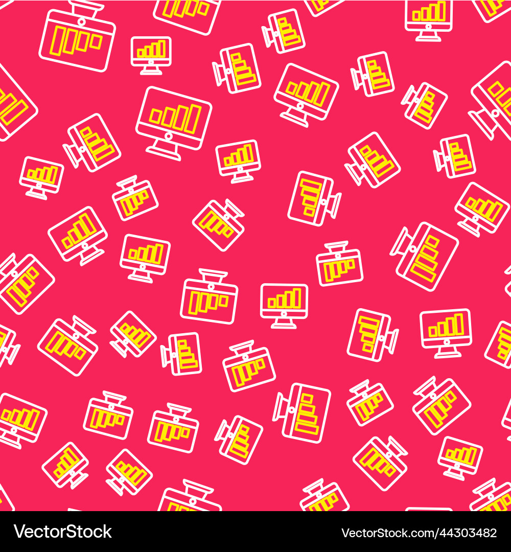 Line computer monitor with graph chart icon Line computer monitor with graph chart icon vector image