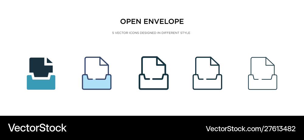 Open envelope icon in different style two Open envelope icon in different style two vector image