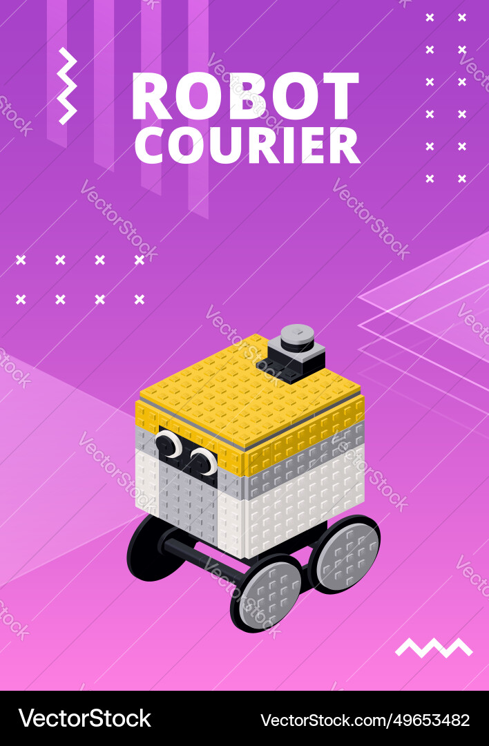 Poster with robot courier for print and design Poster with robot courier for print and design vector image