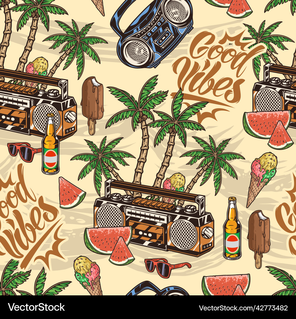 Retro Beach Vibes Pattern vector image