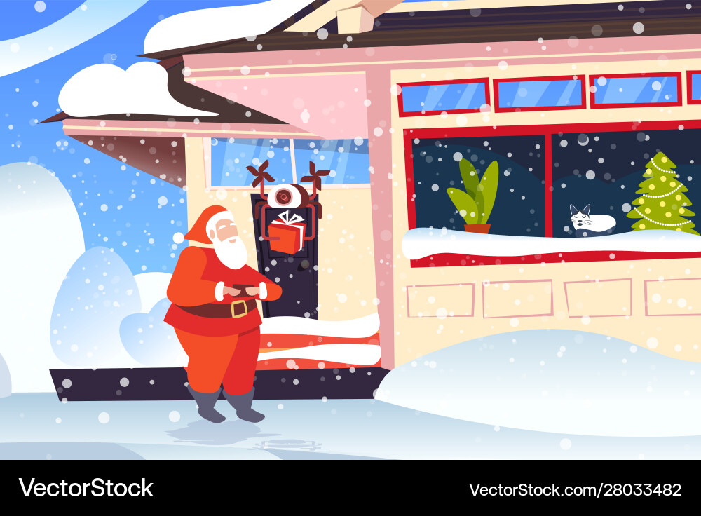 Santa claus using remote control operating drone Santa claus using remote control operating drone vector image