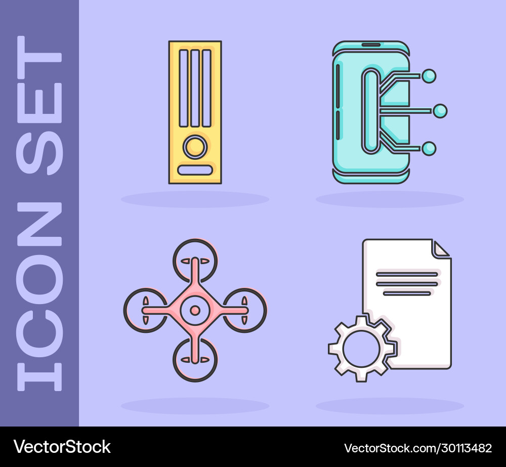 Set file document video game console drone Set file document video game console drone vector image