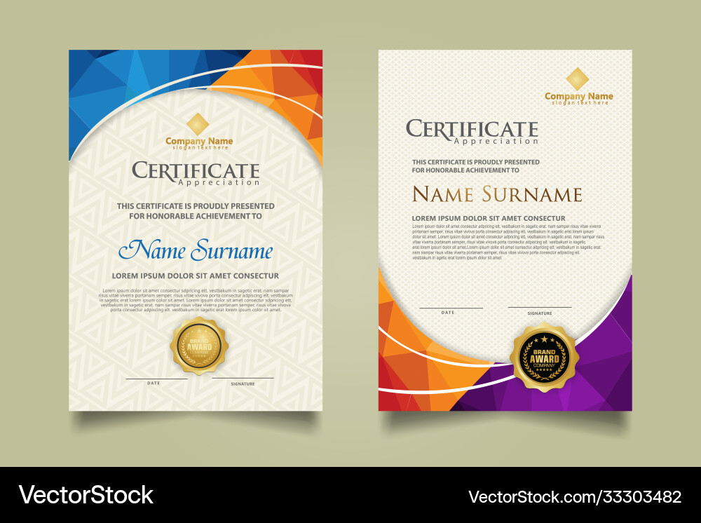Set modern certificate template with triangle Set modern certificate template with triangle vector image