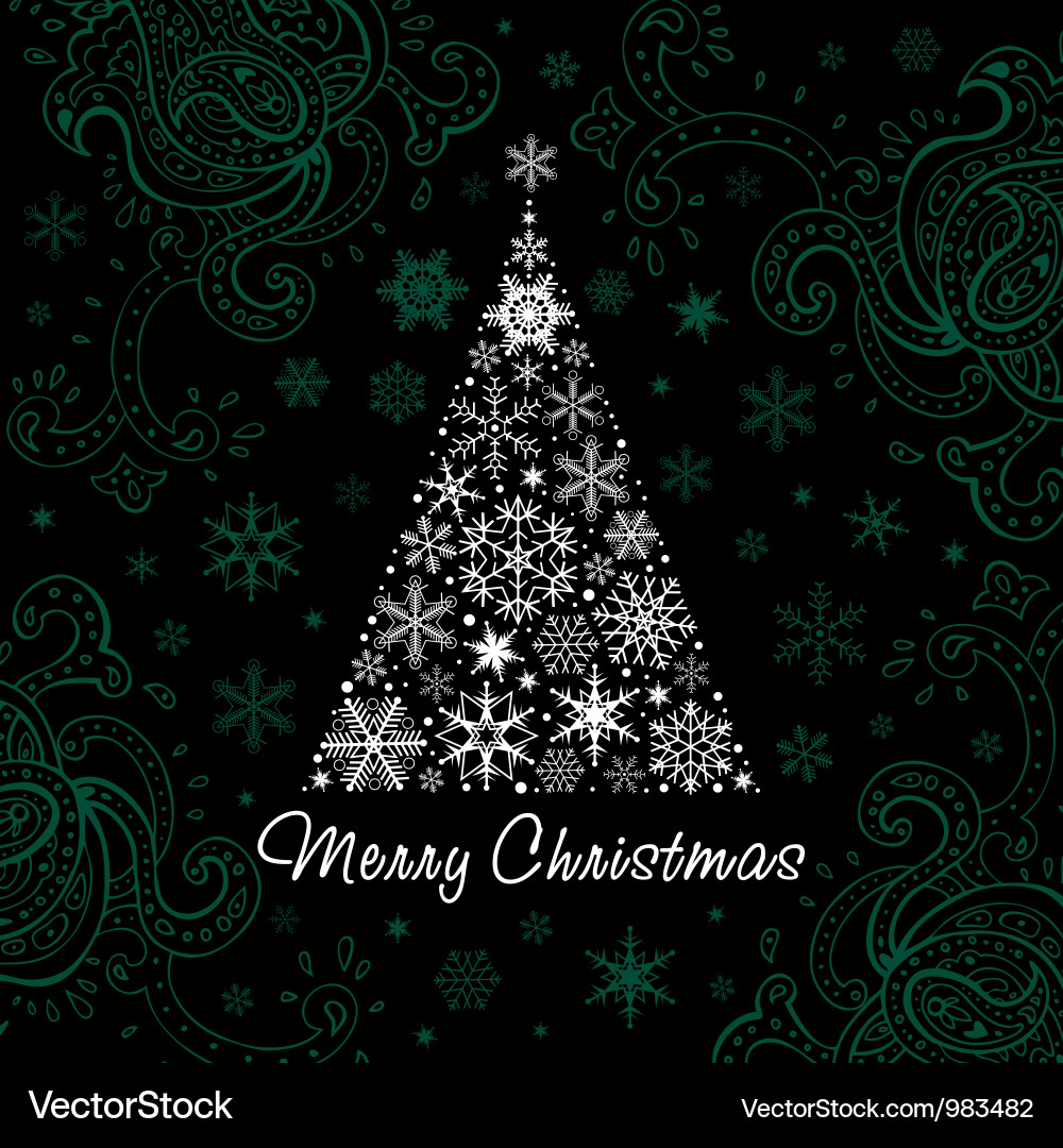 Snowflake Christmas Tree Background Vector Image