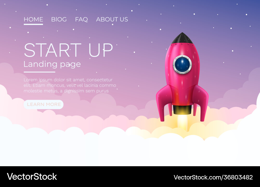 Start up idea landing page screen development Start up idea landing page screen development vector image