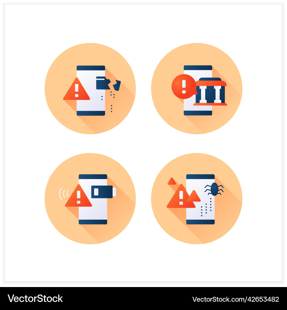 Warnings flat icons set Warnings flat icons set vector image