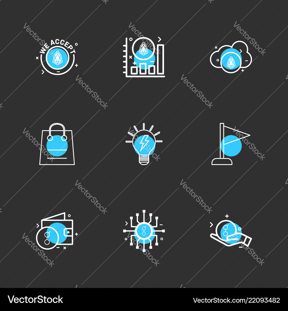 We accept coin graph cloud flag bag idea Vector Image