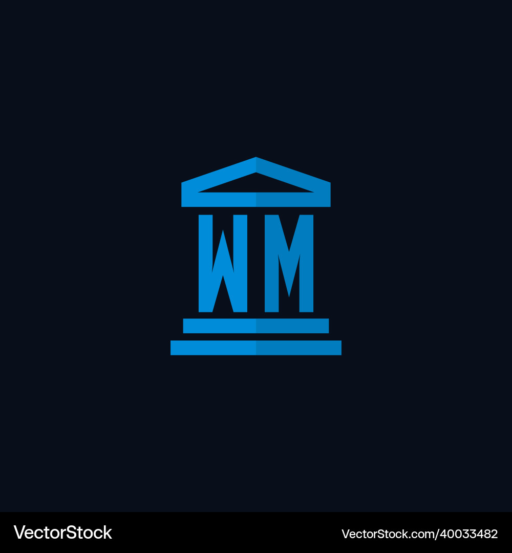 Wm initial logo monogram with simple courthouse Vector Image