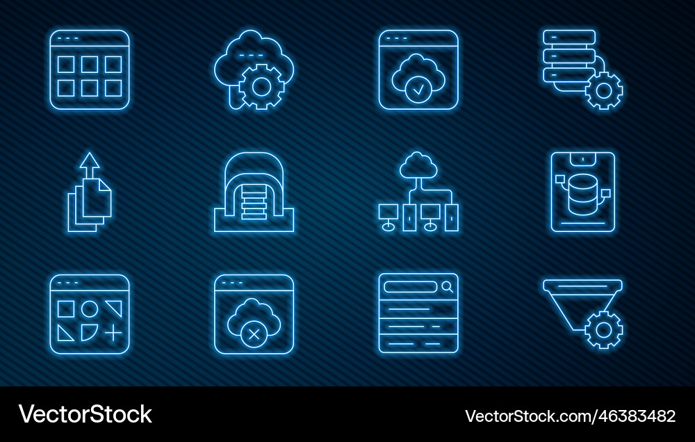 Zeilenfiltereinstellung Serverdaten-Webhosting einstellen Zeilenfiltereinstellung Serverdaten-Webhosting einstellen vektorbild