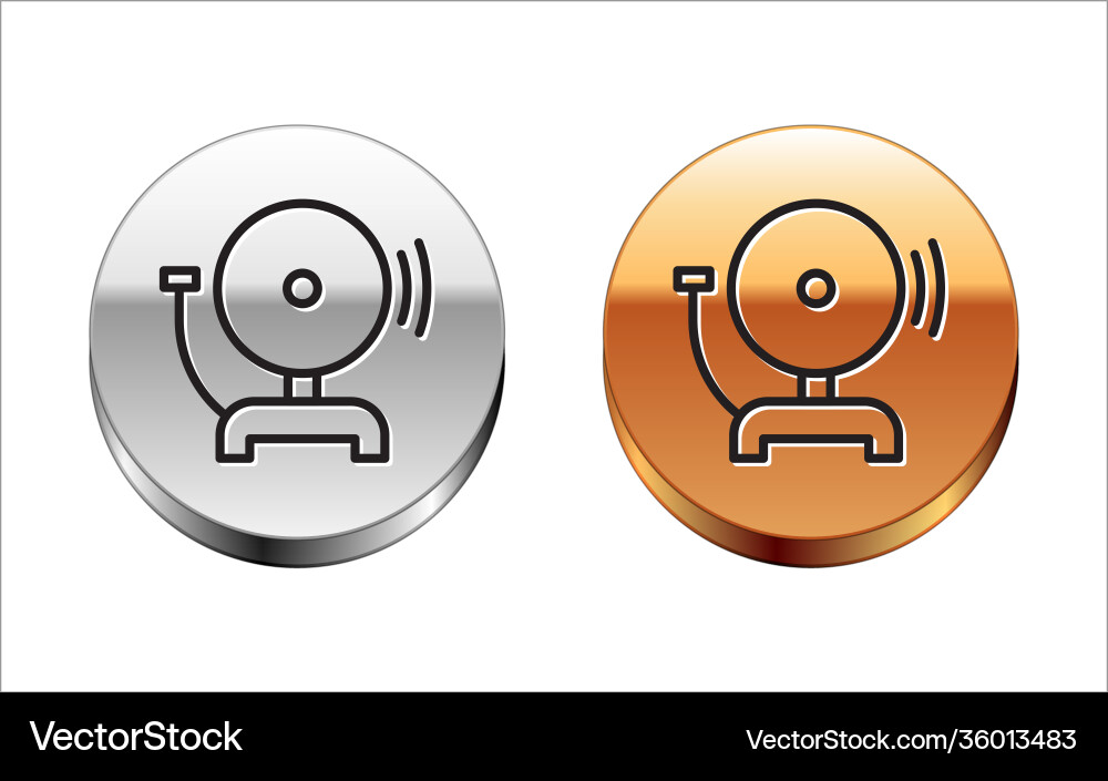 Black line ringing alarm bell icon isolated Vector Image