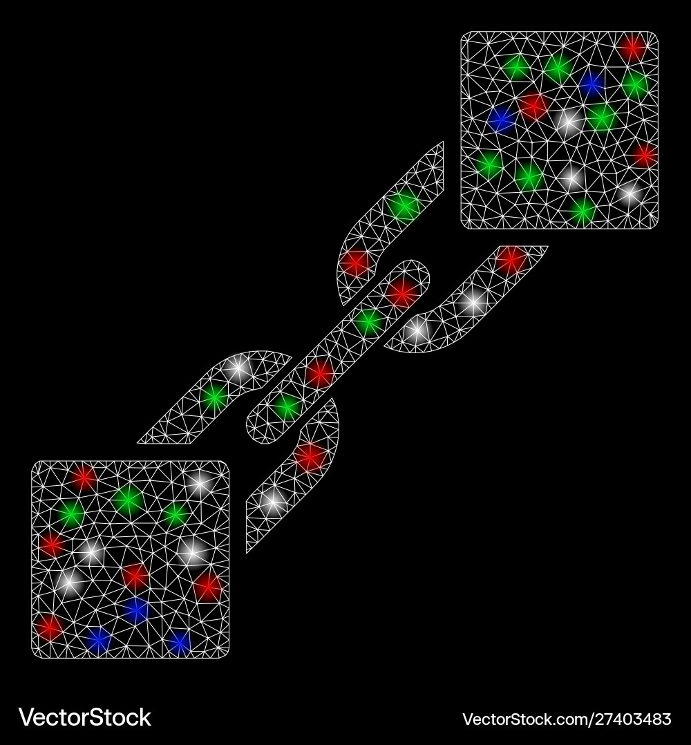 Bright mesh 2d blockchain with light spots Bright mesh 2d blockchain with light spots vector image