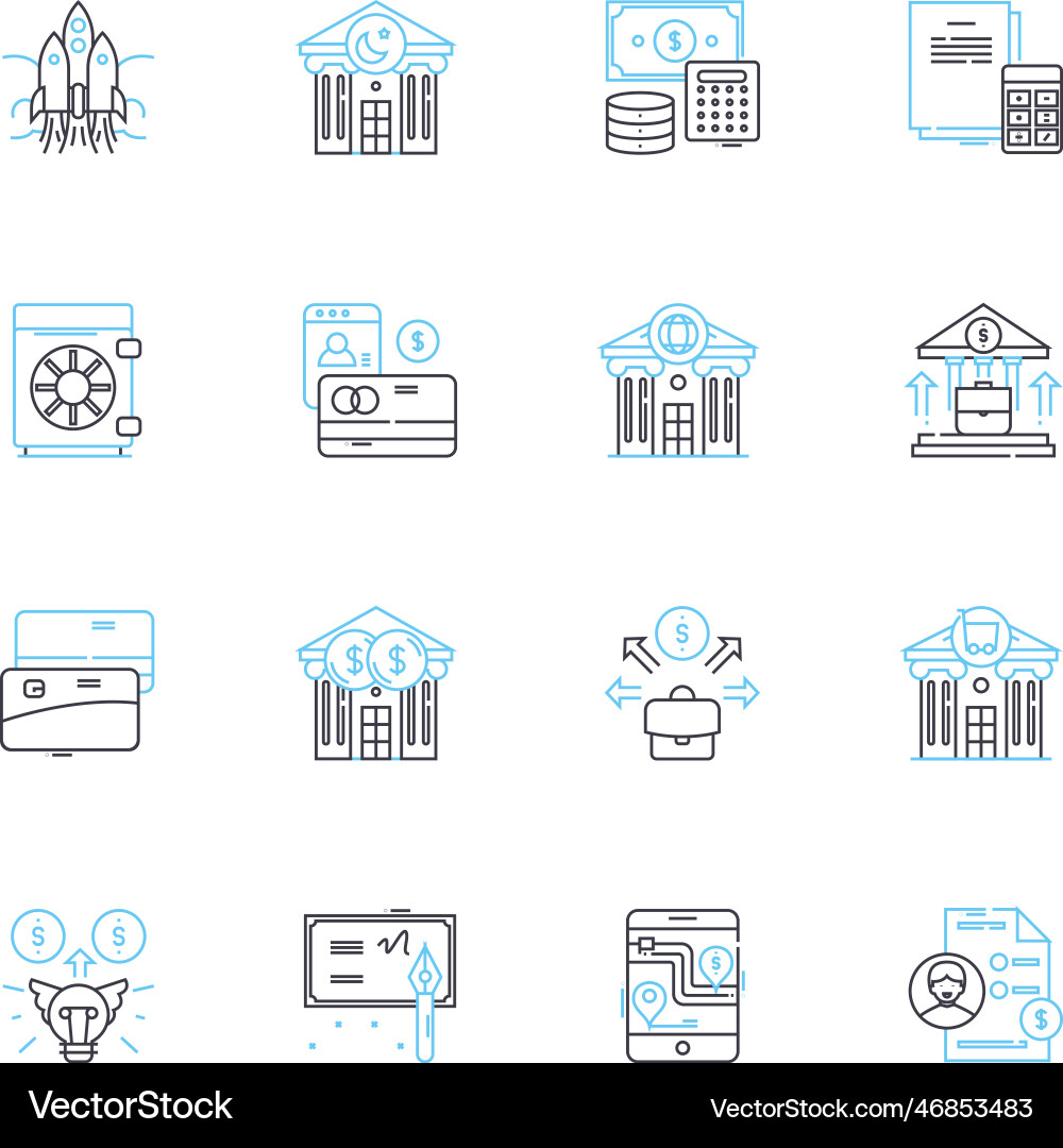 Cloud data linear icons set scalability security Cloud data linear icons set scalability security vector image