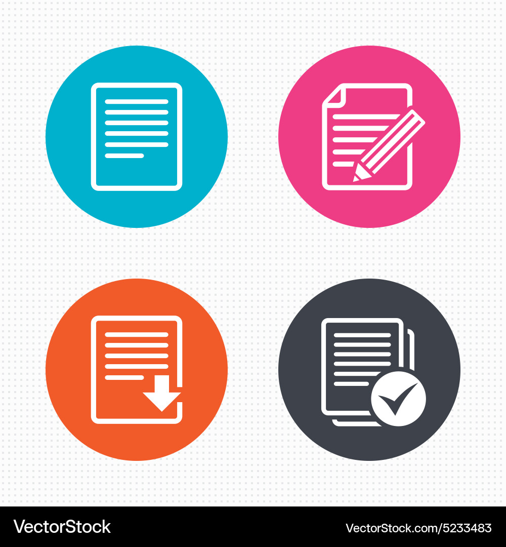 Document icons download file and checkbox Vector Image