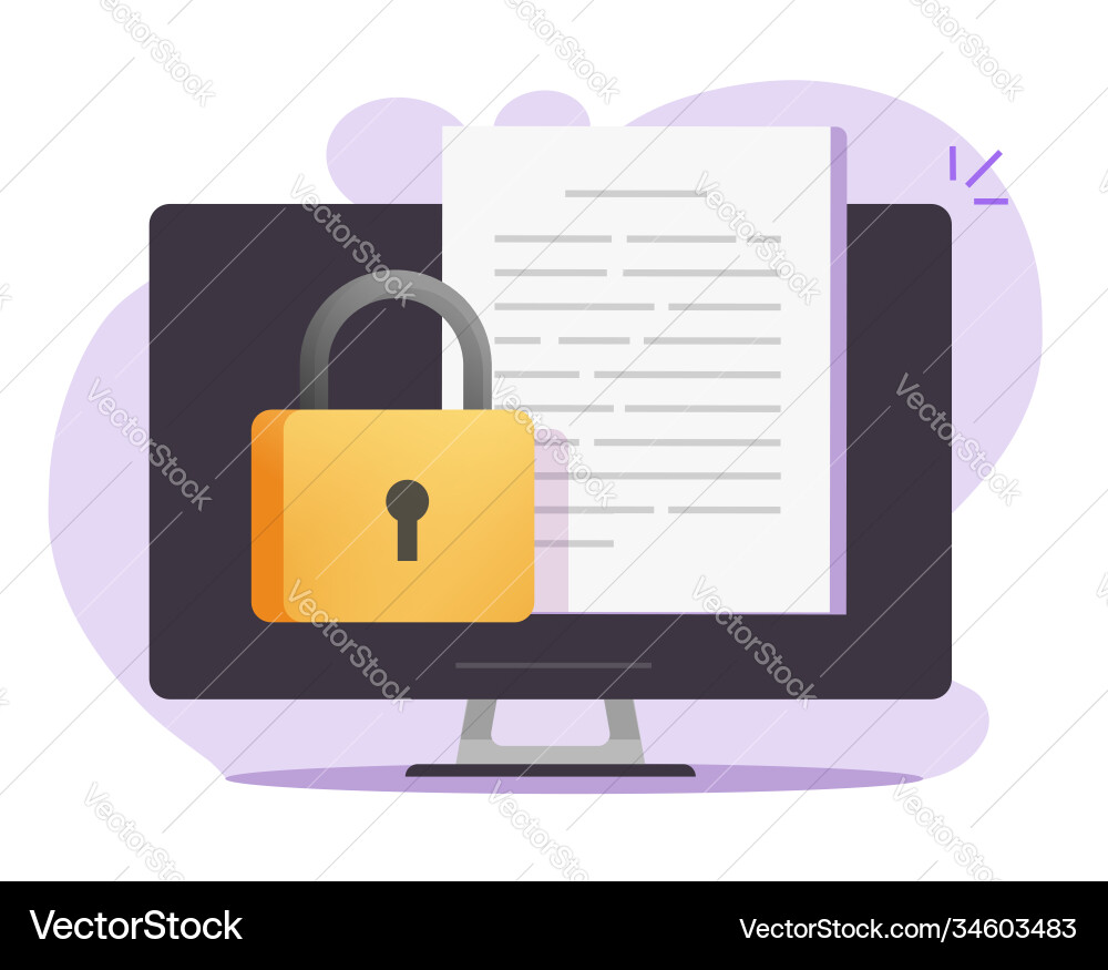 Document secure confidential private online access Document secure confidential private online access vector image