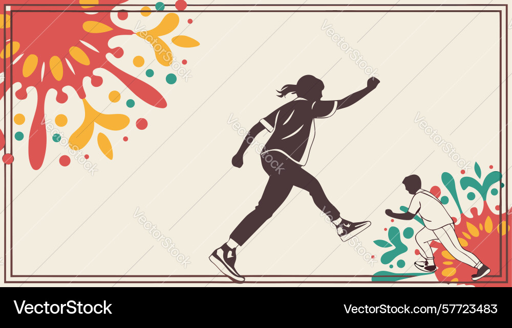 Dynamic figure jumping with explosive colorful Vector Image