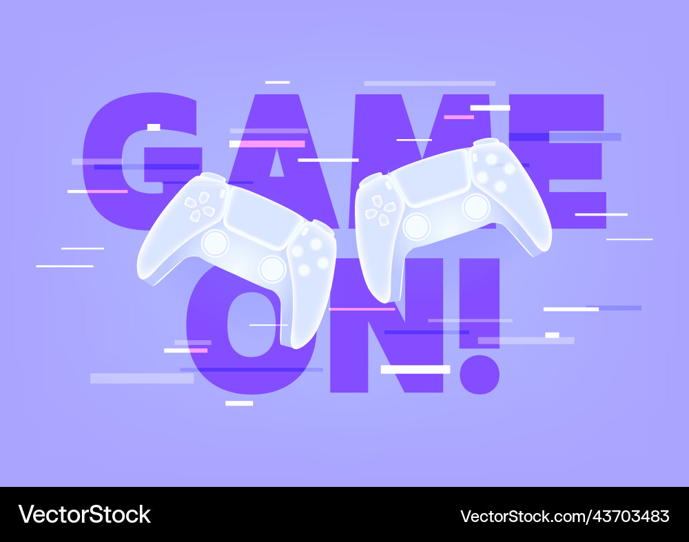 Game on neon controller or joystick for Game on neon controller or joystick for vector image