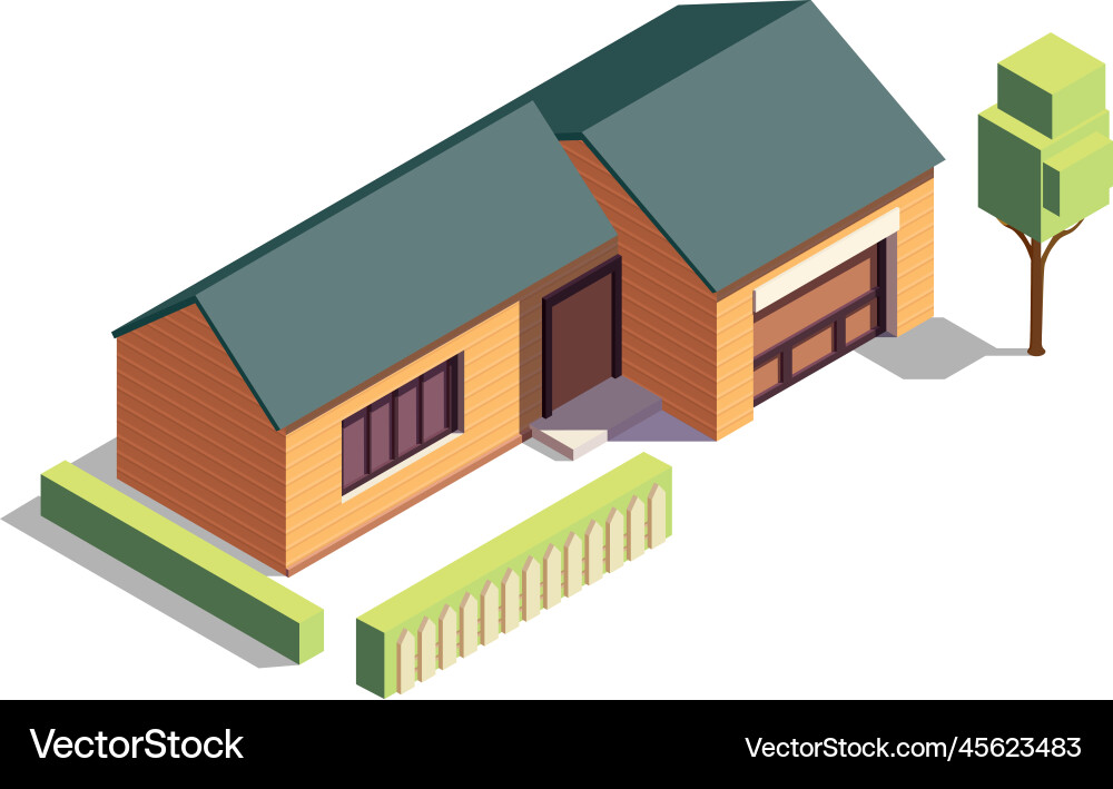 Isometric suburban house Isometric suburban house vector image