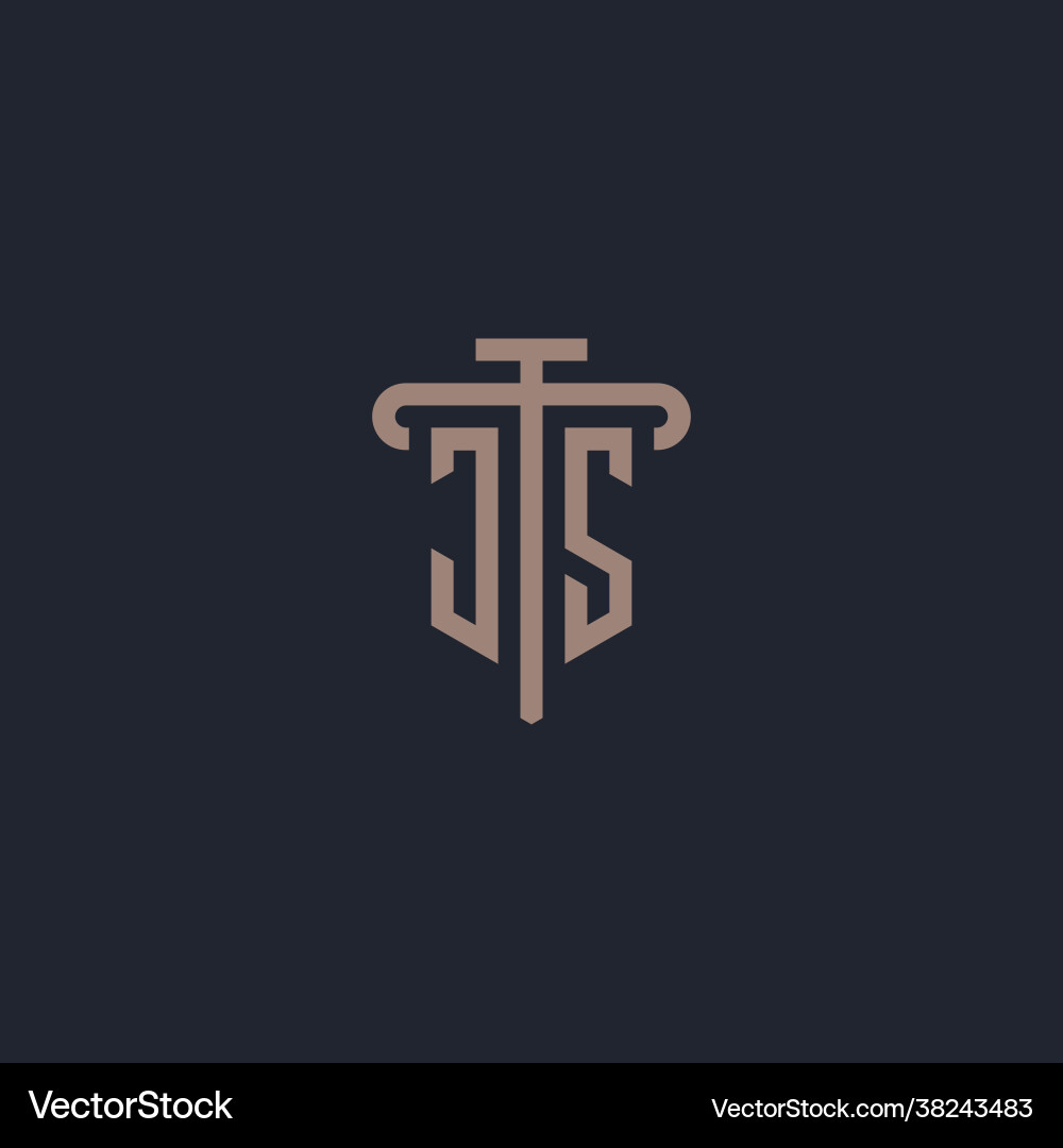 Js initial logo monogram with pillar icon design Vector Image