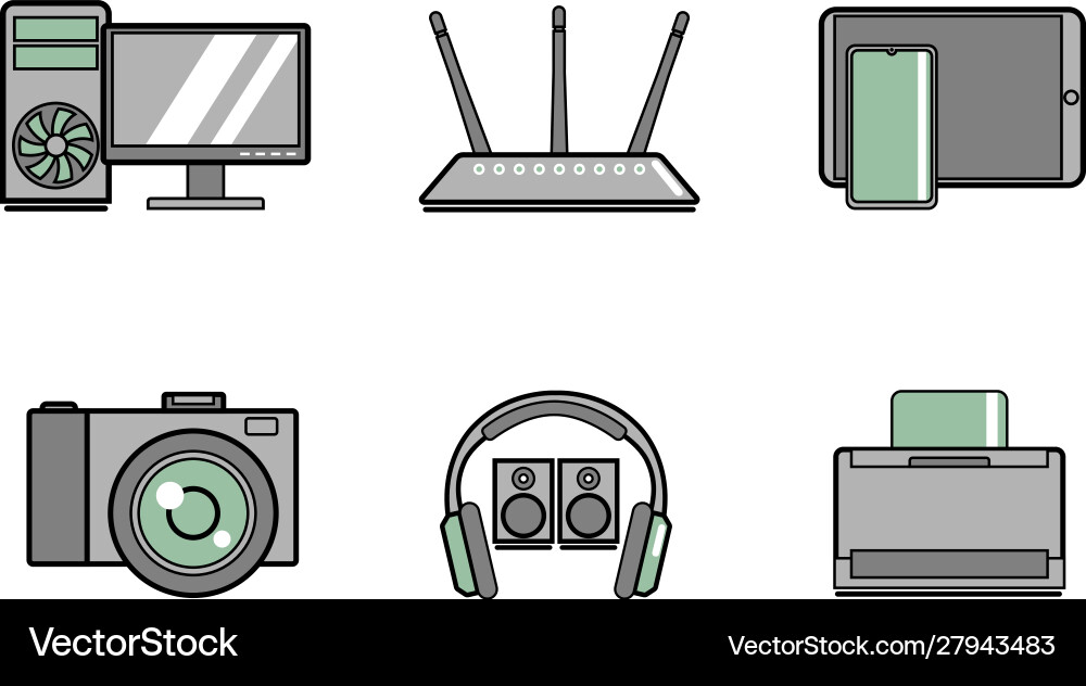 Modern computer equipment - set simple icons Modern computer equipment - set simple icons vector image