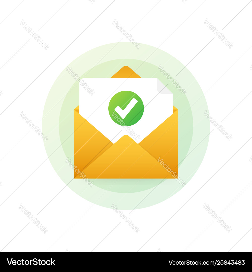 Opened envelope and document with green check Opened envelope and document with green check vector image