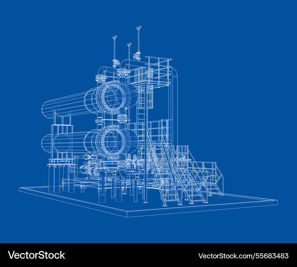 Petroleum heater exchanger rendering of 3d Petroleum heater exchanger rendering of 3d vector image