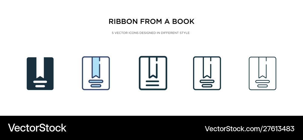 Ribbon from a book icon in different style two Vector Image