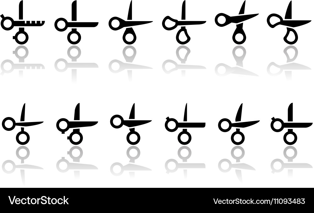 Scissors icons with reflection vector image