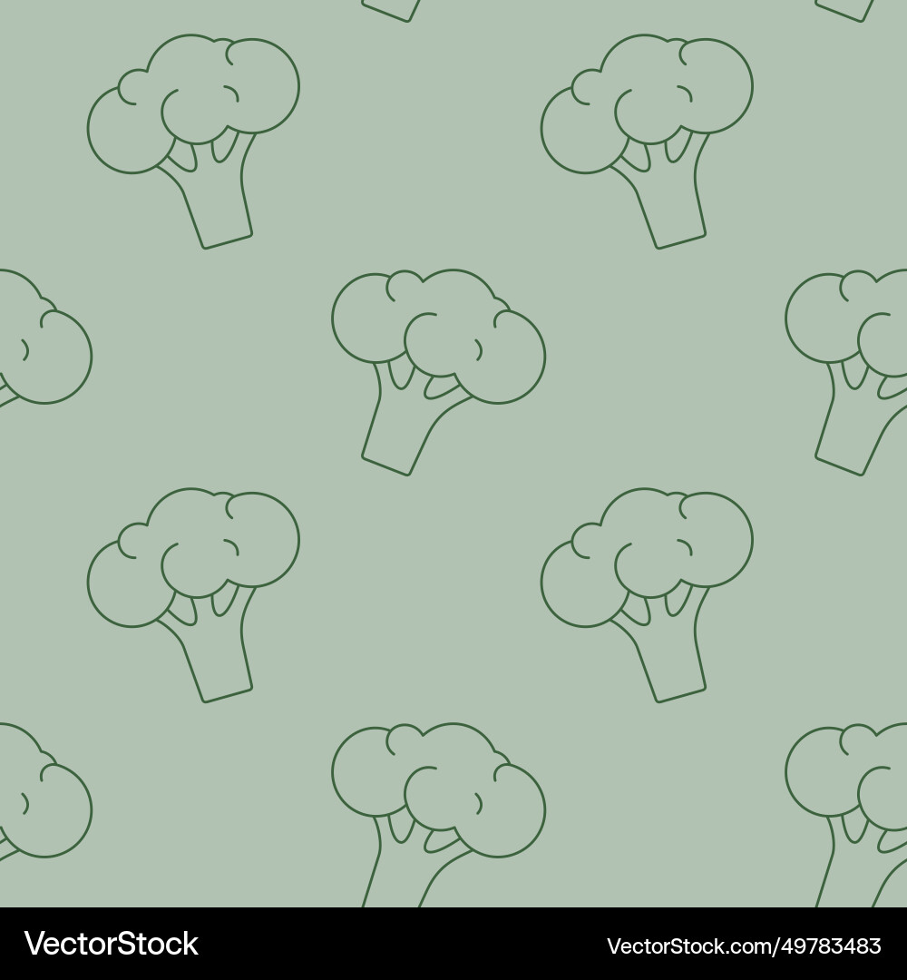 Seamless pattern with broccoli on a green Vector Image
