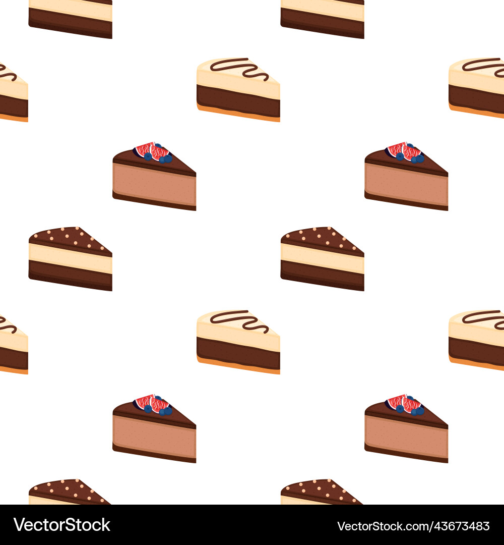 Seamless pattern with pieces of cheesecakes vector image