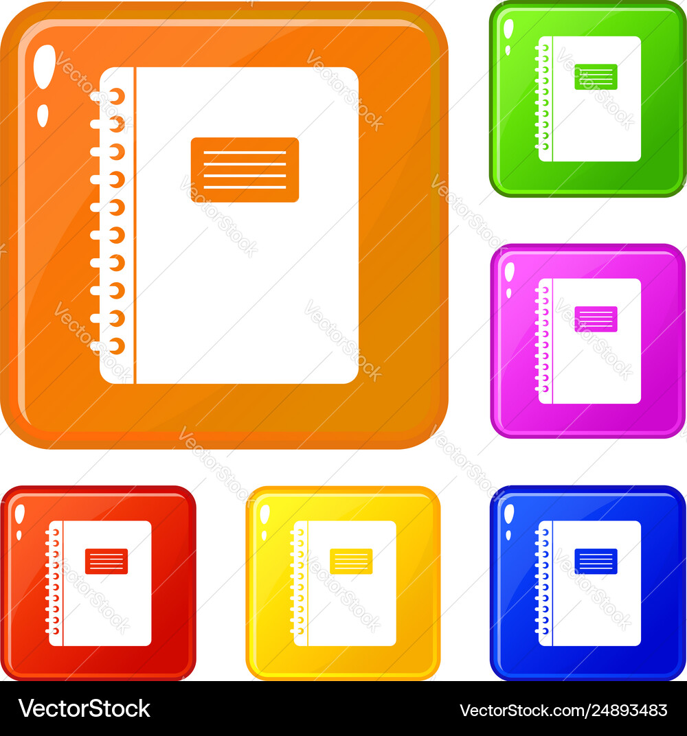 Spiral notepad icons set color Spiral notepad icons set color vector image