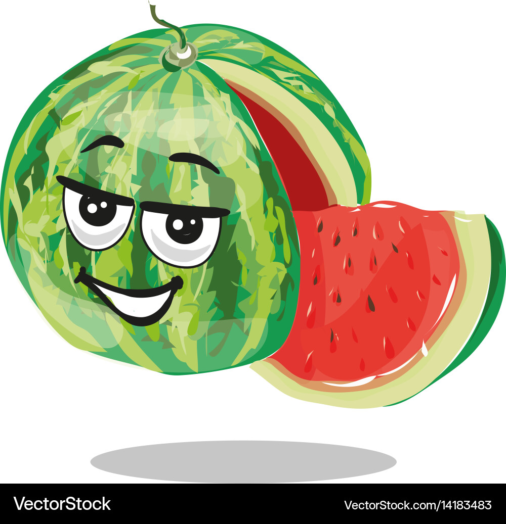 Watermelon character with slice Vector Image