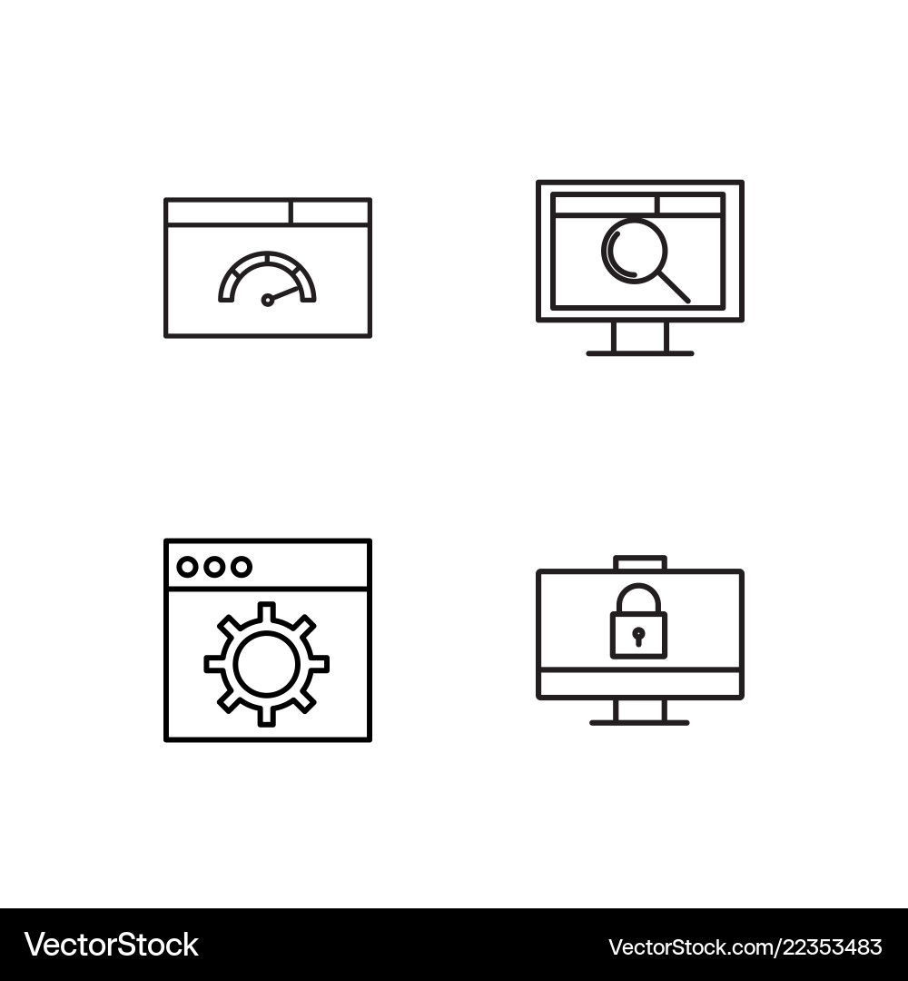 Web simple outlined icons set Vector Image