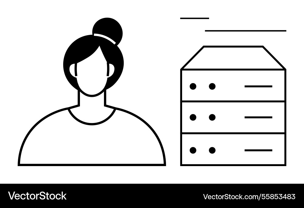 Woman with database server representing data Woman with database server representing data vector image