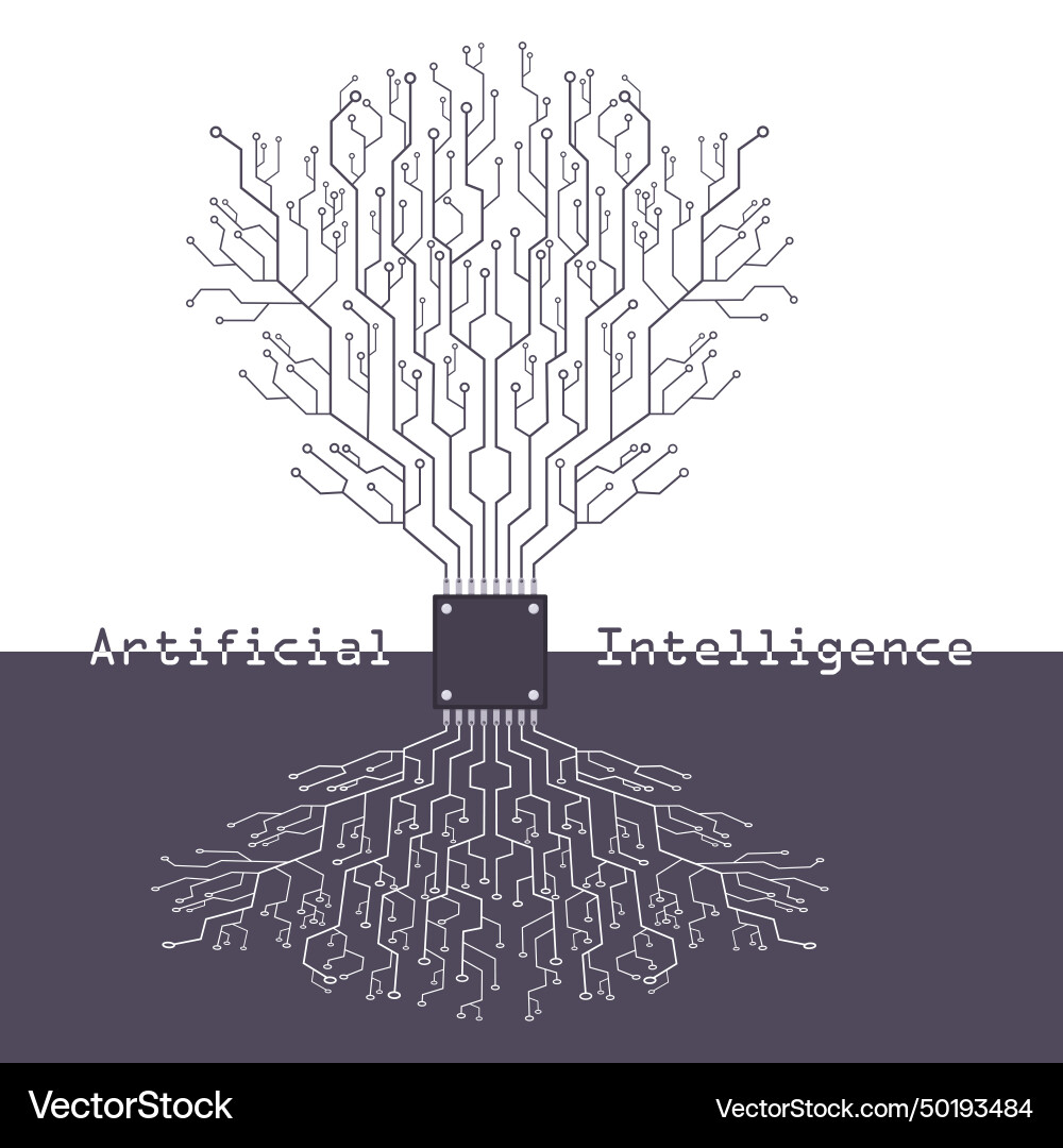 Artificial intelligence ai tree vector image