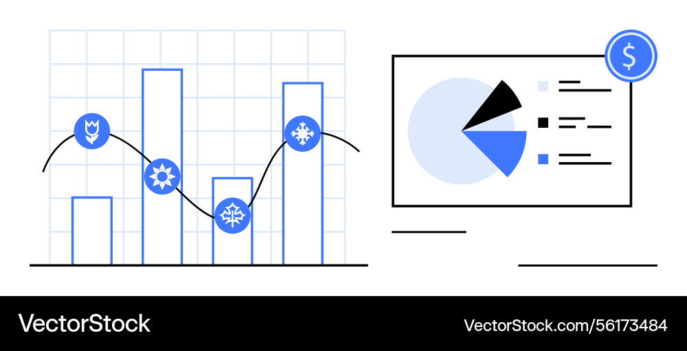Data analysis with bar charts line graph Data analysis with bar charts line graph vector image