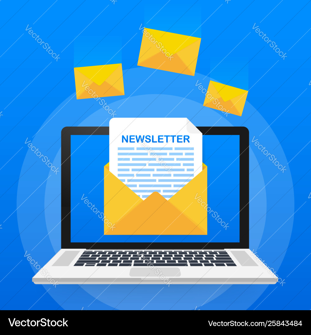 Envelope with a newsletter concept open message Envelope with a newsletter concept open message vector image