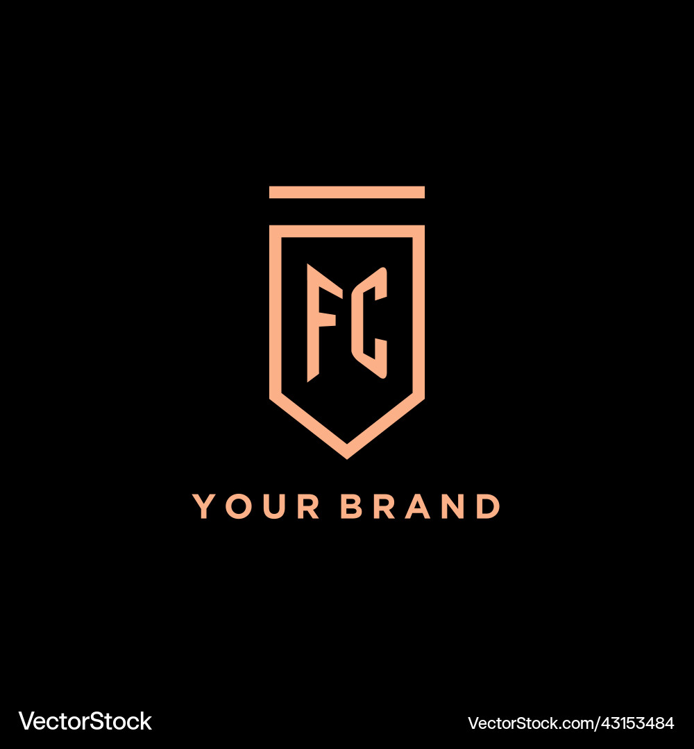 Fc monogram initial with shield logo design icon Vector Image