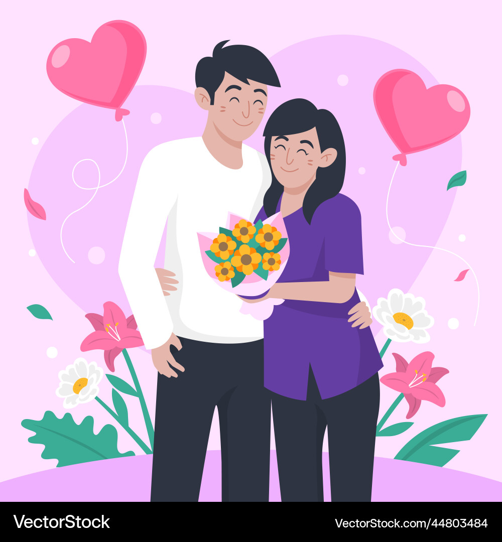 Flat dia dos namorados with couple Flat dia dos namorados with couple vector image