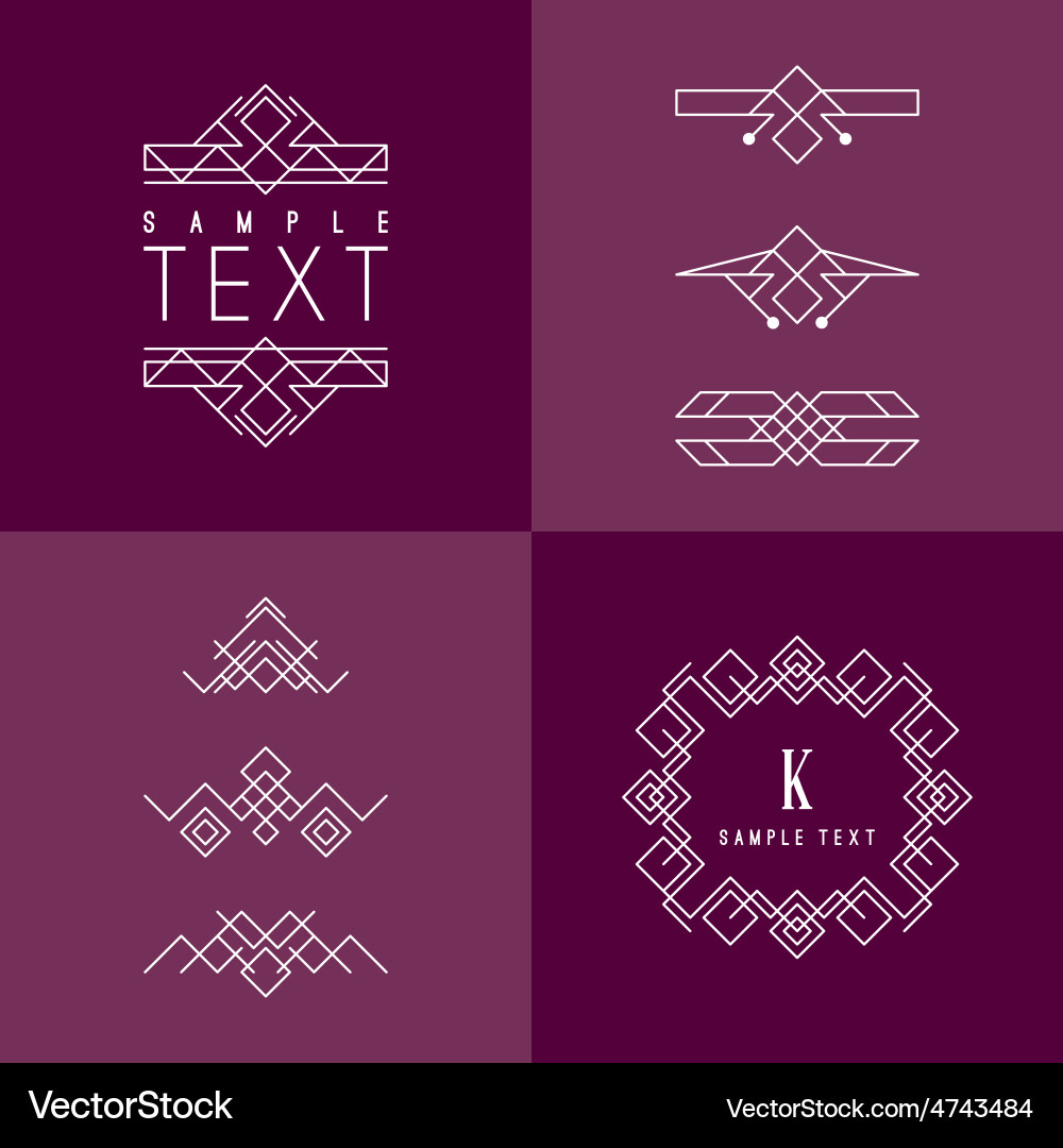 Geometric Line Frame Elements Vector Image