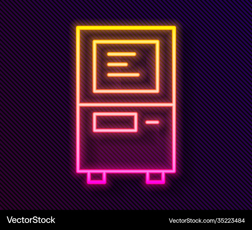 Glowing neon line atm - automated teller machine Glowing neon line atm - automated teller machine vector image
