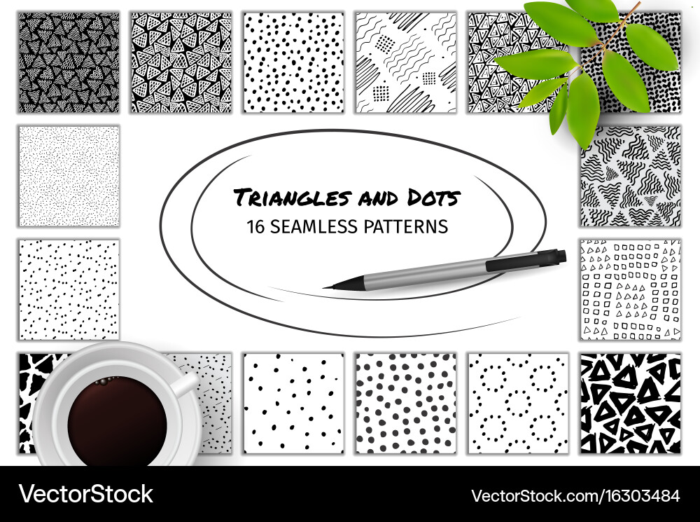 Hand drawn seamless abstract patterns vector image