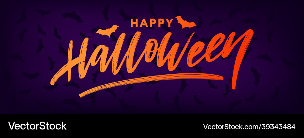 Happy halloween text banner lettering holiday Happy halloween text banner lettering holiday vector image