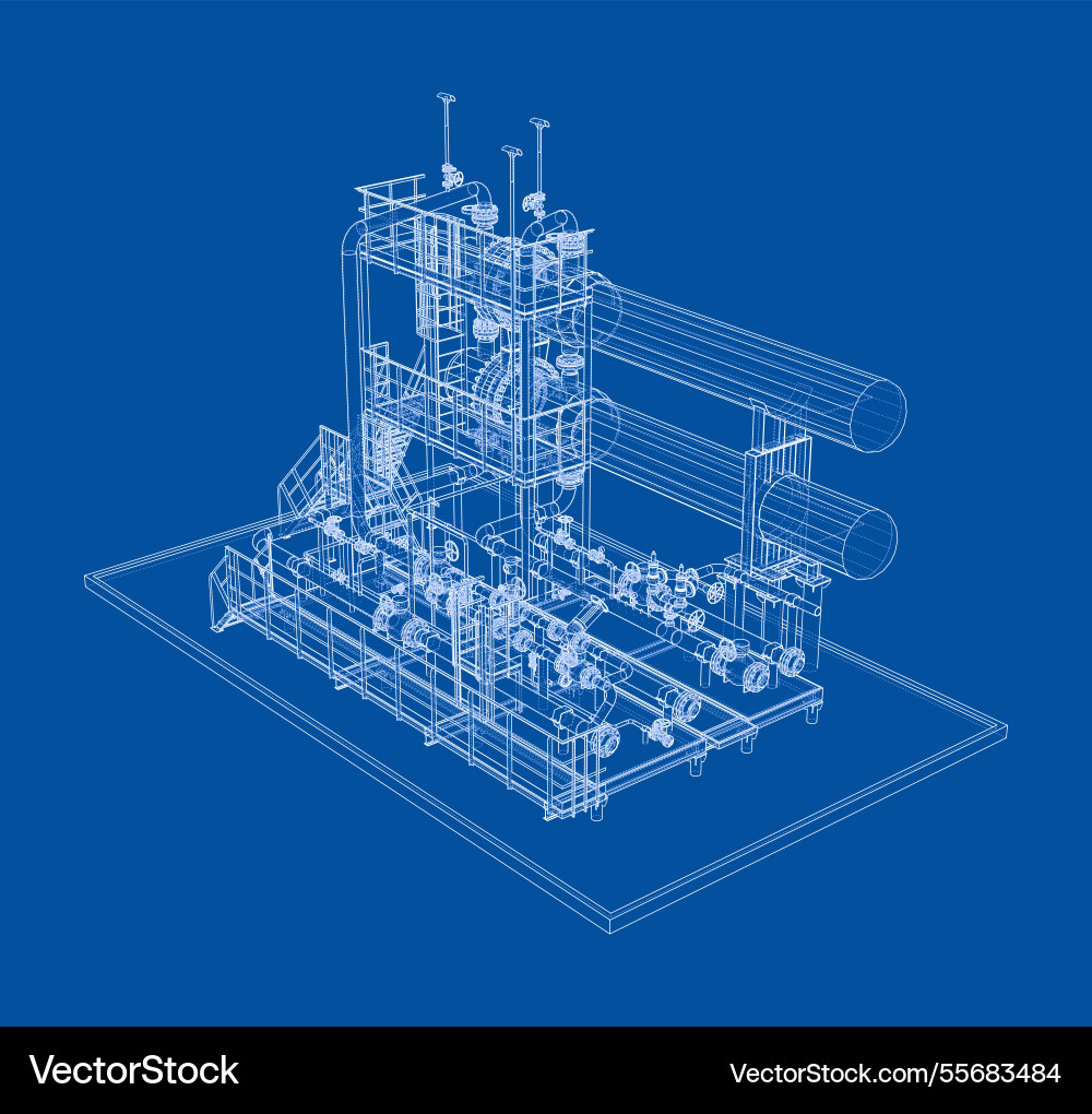 Petroleum heater exchanger rendering of 3d Petroleum heater exchanger rendering of 3d vector image