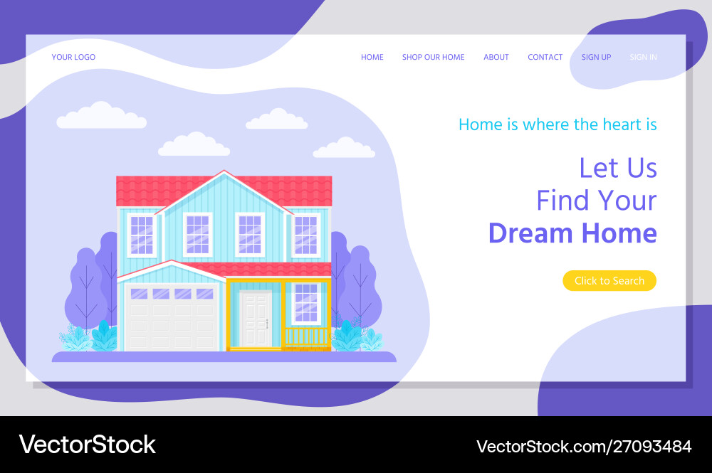 Real estate buying house landing page flat Real estate buying house landing page flat vector image