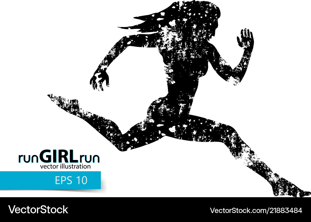 Running Girl Silhouette Vector Image